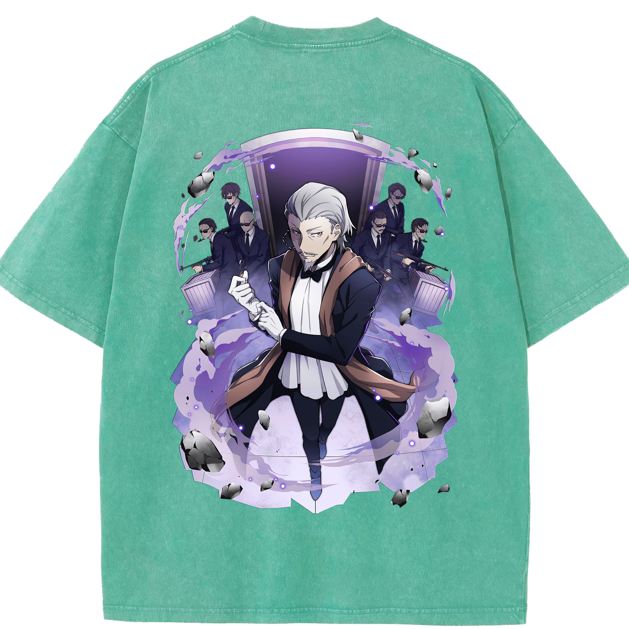 （画像用） 文豪ストレイドッグス Bungo Stray Dogs 綿100% ヴィンテージ風 半袖Tシャツ（背面プリント）